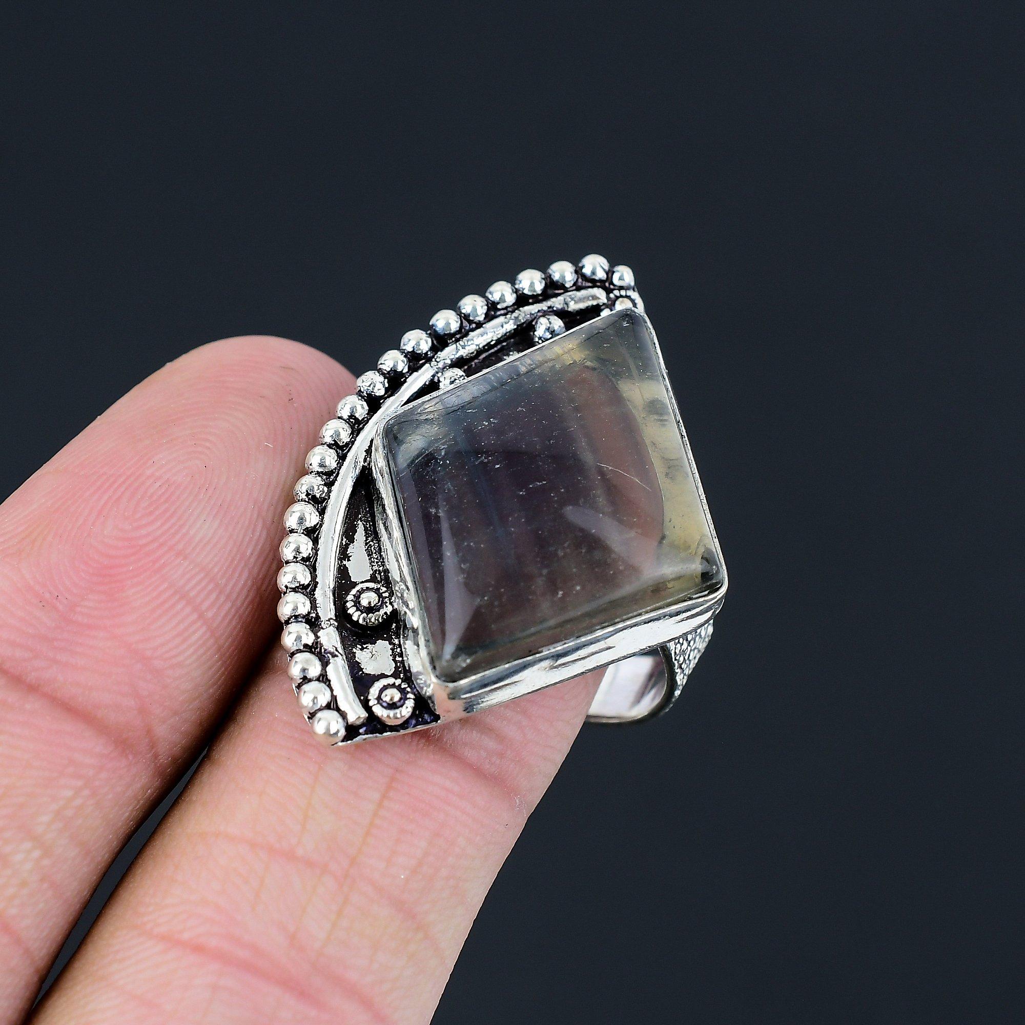 Birthday Gift For Her Natural Multi Fluorite Promise Ring Size 9 925 Silver 9