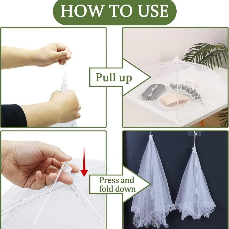 Mesh Food Cover Folding Net Reusable Protector for Flies Insects Up Table Cover for Outdoor Dining