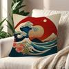 Vintage Hokusai Waves Cushion Cover Inches Farmhouse Decor Home Throw Pillow Covers For Couch Decorations