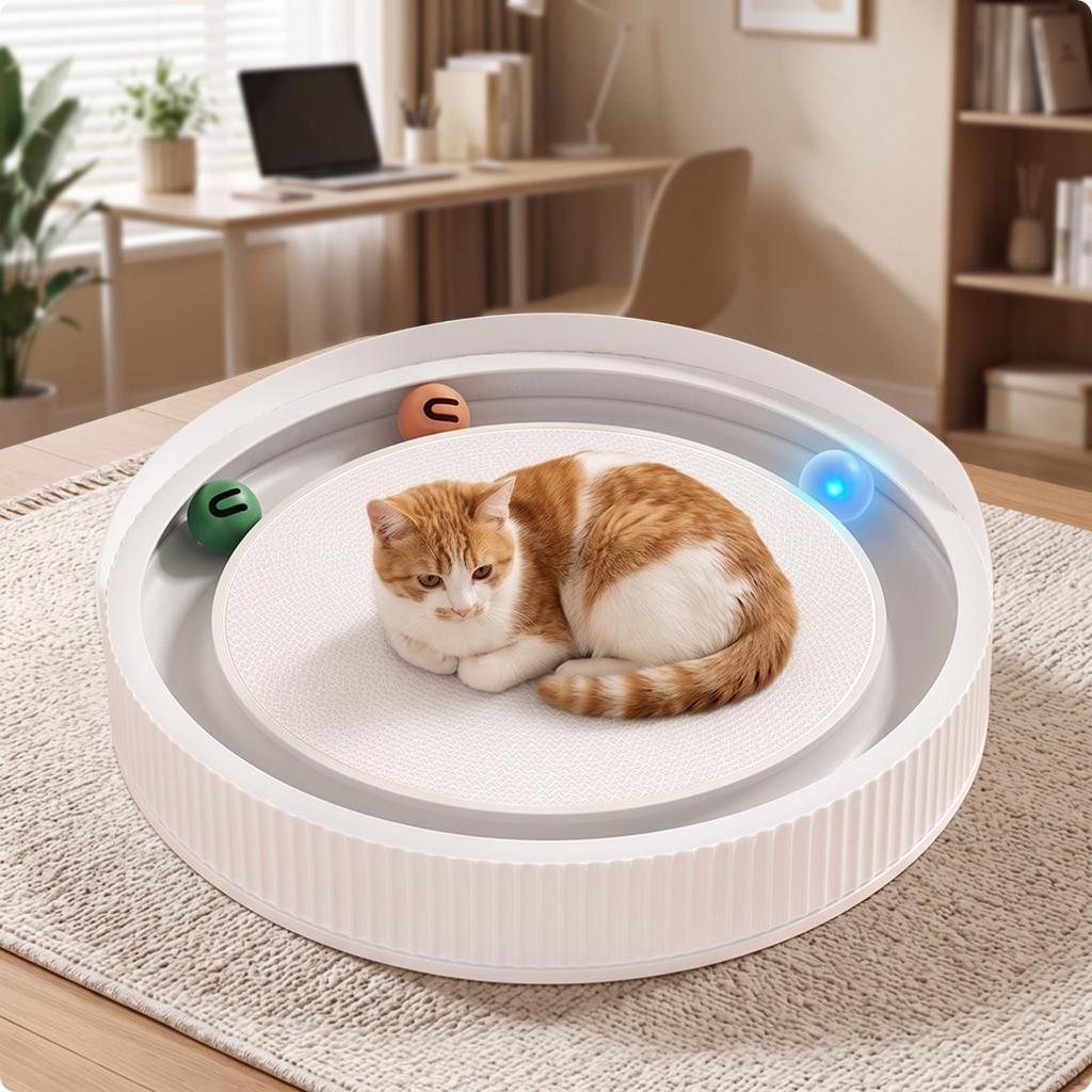 Cat Scratching Board with Rolling Balls Interactive Corrugated Paper