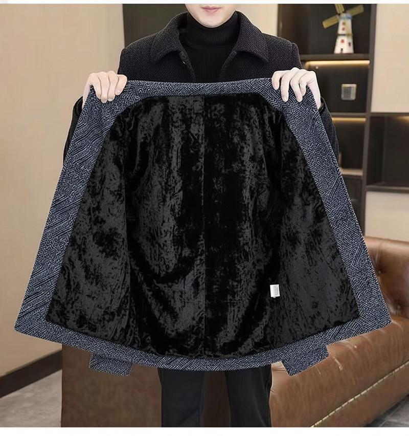 Vielseitige Herren-Wolljacke mit Revers – Mit Samt gefüttert, dick für Frühling & Herbst