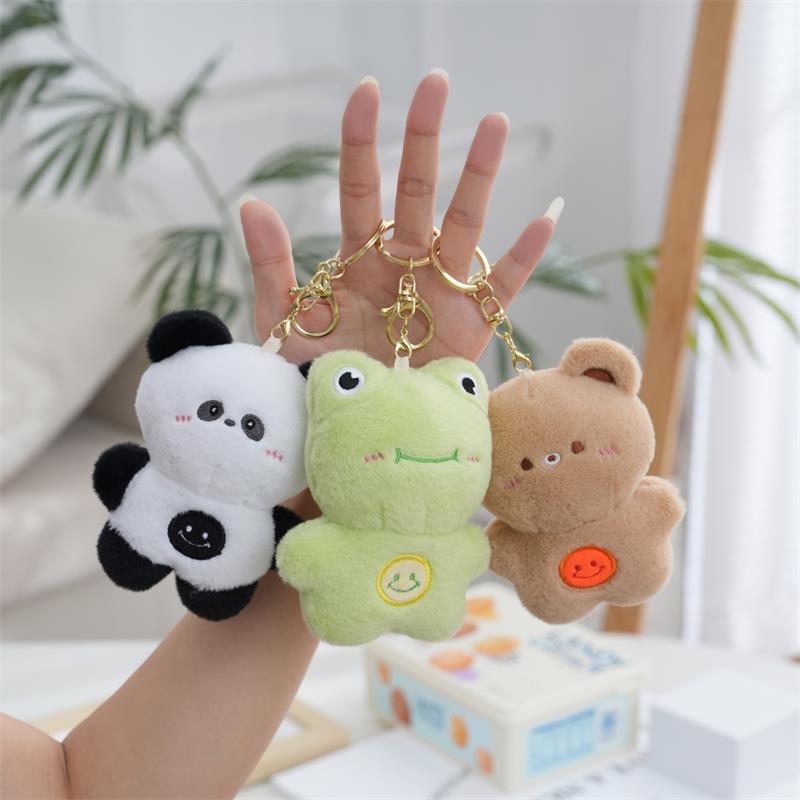 Smiling Face Healed Couple Children Plush Keychain Cartoon Animal Doll Bag Car Cute Plush Hanging Ornament Fox Shaped Toys