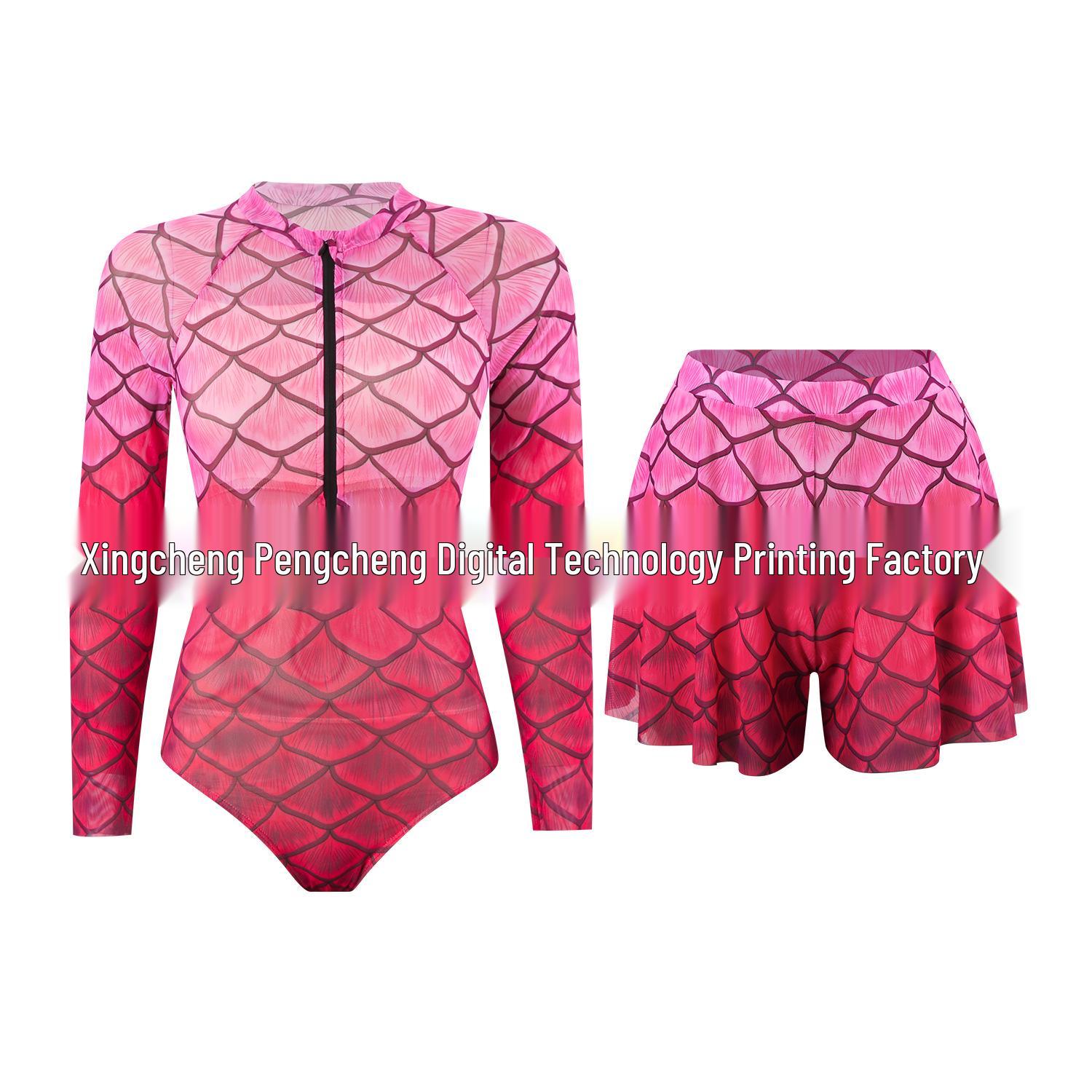 

Женский купальник-бикини с длинным рукавом и защитой от солнца - Европейский и американский стиль S розовый