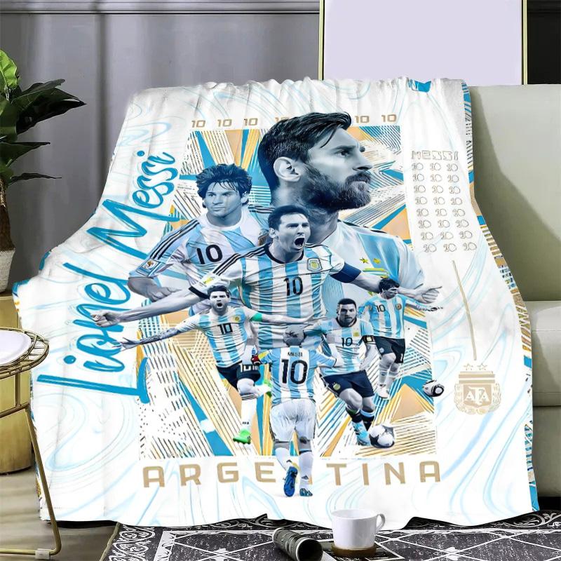 Football Star Printed Picnic Blankets R-ronaldo M-Messis Warm Blanket Soft and Comfortable Blanket Home Travel Birthday Gift