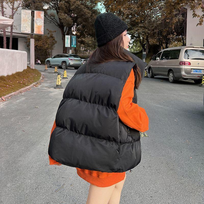 Women's Clothing Autumn and Winter Short Cotton Vest Korean Version Loose and Thin Down Cotton Vest Vest Vest Vest Versatile Jacket