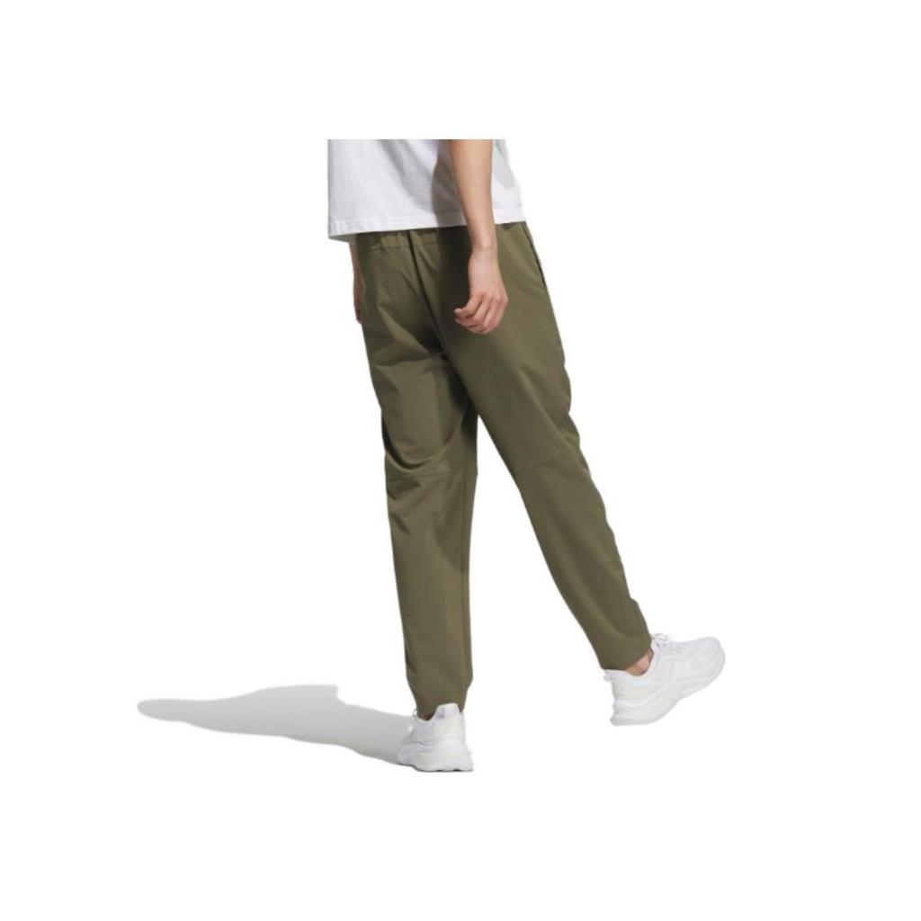 Adidas Brand Logo Solid Color Elastic Waist Straight Leg Track Pants Men Bottoms Olive IP3976