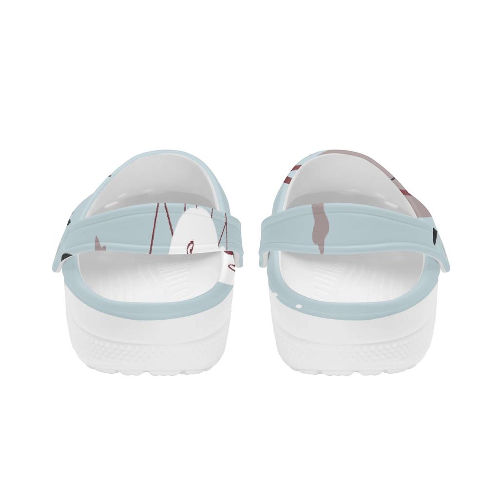 White Printed EVA Clogs for Women Men Breathable Lightweight Slip On Casual Footwear Soft Sole Summer Sandals Daily Walking