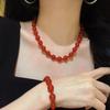 10mm7A High-quality, Ice-clear, and Lustrous Natural Red Agate Necklace and Bracelet Set Authenticity Guaranteed, Supports Re-inspection