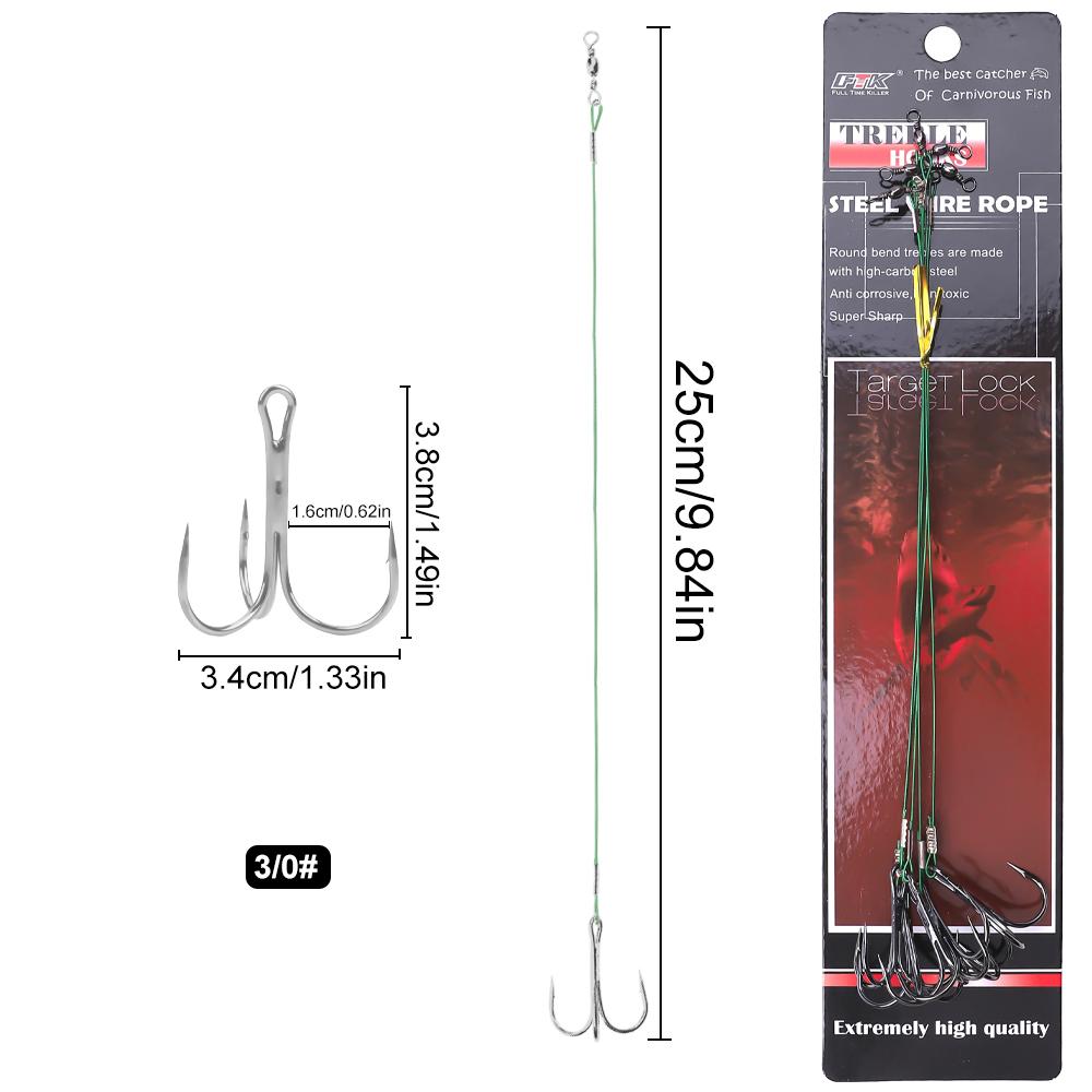 

5/10 шт 15/20/25 см анти-кусачка стальной проволоки поводки для рыбалки 50 фунтов с вертлюгом рыболовные приманки аксессуары щука окунь 3/0#-20KG зелёный