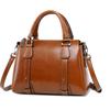 Women Genuine Leather Bost Bag Vintage Cowhide Top Handle Shoulder Crossbody Bag