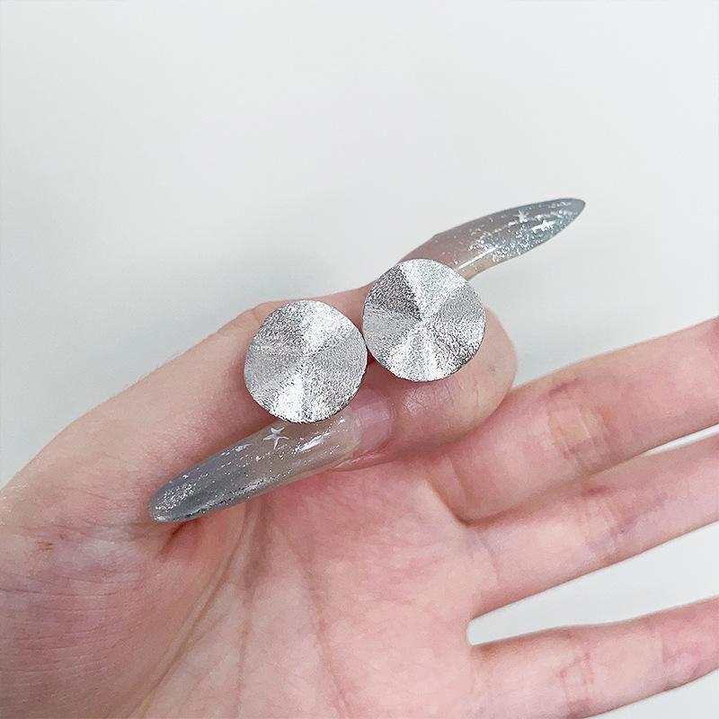 Xintaixi S925 Sterling Silver Brushed Irregular Round Stud Earrings - Women's Niche Design Jewelry, New Korean Style Accessories