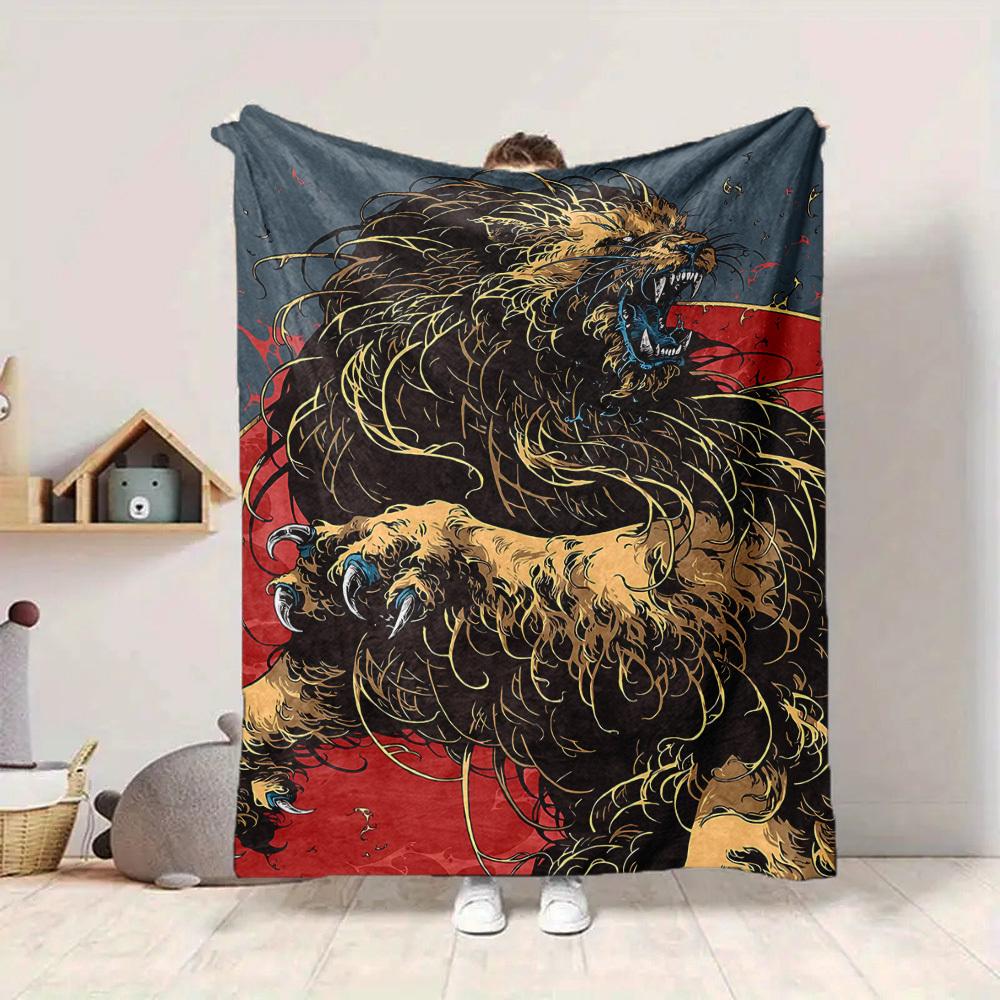 1 Stück Löwen Brüllen Decke, Leichte Flanell Überwurfdecke Für Sofa, Bett, Reisen, Camping, Wohnzimmer, Büro, Couch, Stuhl Und Bett