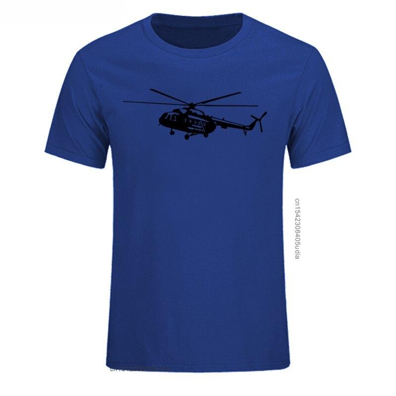 Summer Mens T Shirt Short Sleeve Cotton Print Mi8 Helicopter TShirt Casual Shirt Cool Tees Tops Streetwear Cotton Fabric