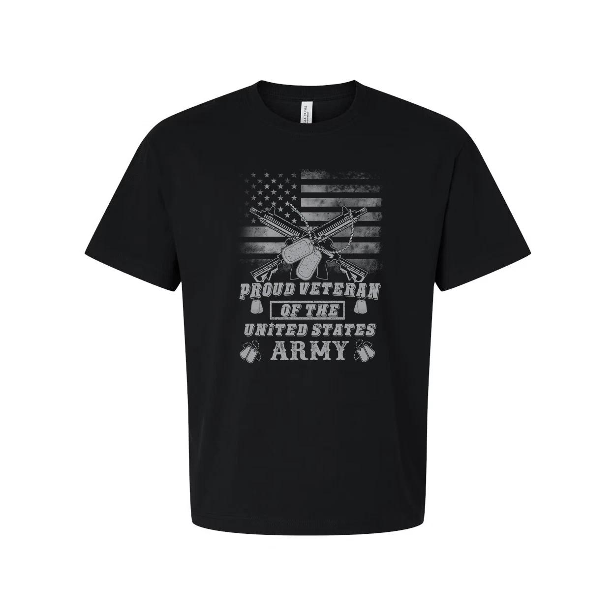 Гордый ветеран Армии США Графическая футболка с потертым флагом и M