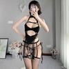 Sexy lingerie pure desire suspender perspective neck strap lace cheongsam mesh hollowed out to avoid temptation