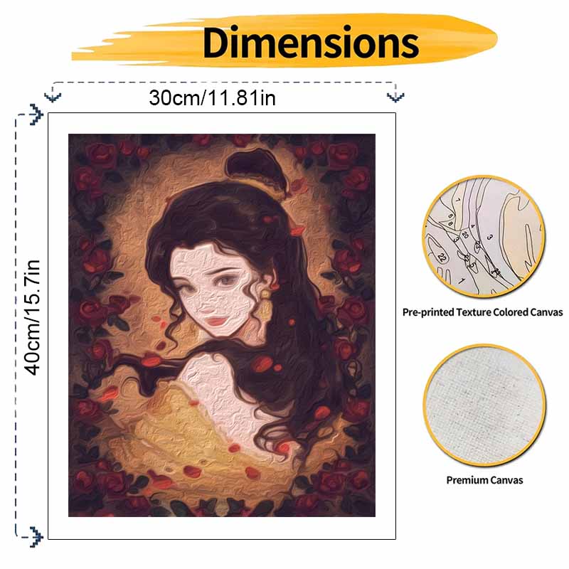 Disney oil painting handmade painting kit diy belle rose home room decoration gift