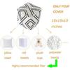 MOCOFO Decorative Square Pouf Cover for Bedroom Boho Cotton Unstuffed Pouf Footstool (Black Diamond,18x18x18)