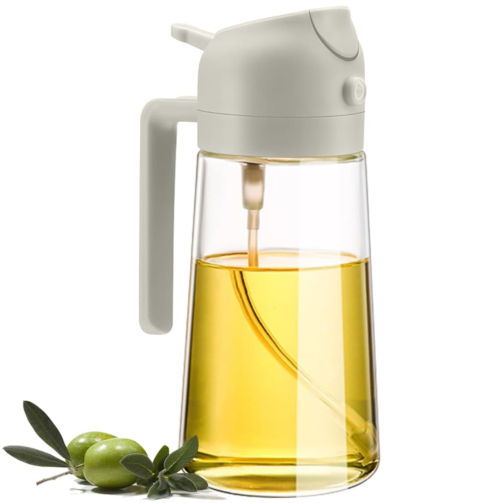 2 in 1 Oil Sprayer, Oil Sprayer for Kitchen Cooking, 470ml Oil Spray Bottle for Home