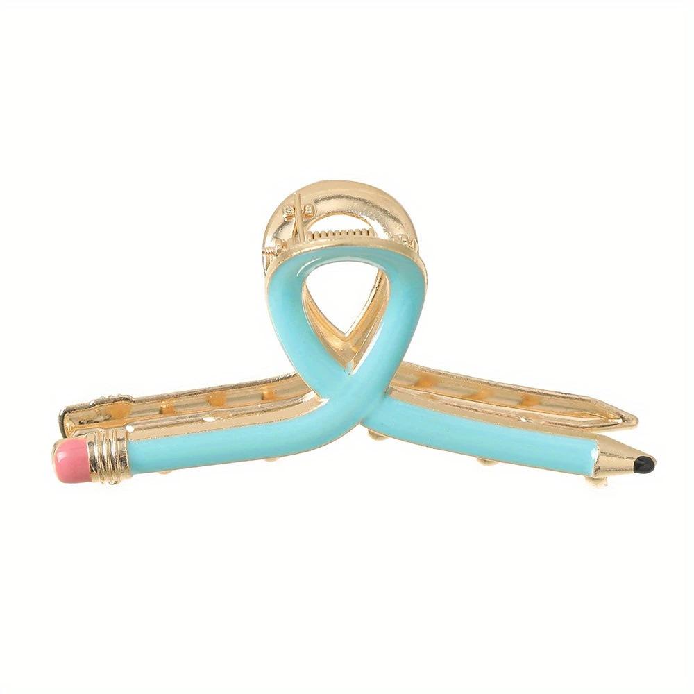 

Cute Large Acrylic Pencil Design Hair Claw Clips for Women Girls Accessories Cartoon solid color Ponytail Hairgrip New 2024 синій