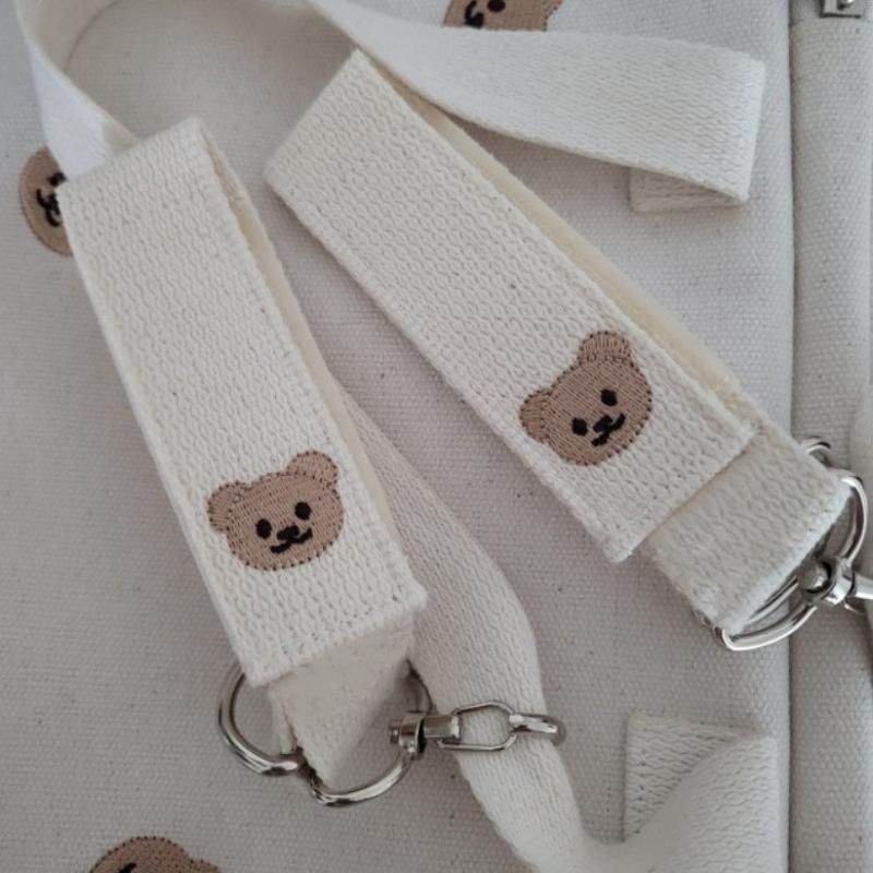 2Pcs Universal Pushchair Clip Baby Stroller Hooks Embroidered Bear Cartoon Hook For Hanging Mommy Bags Diaper Bag Accessories