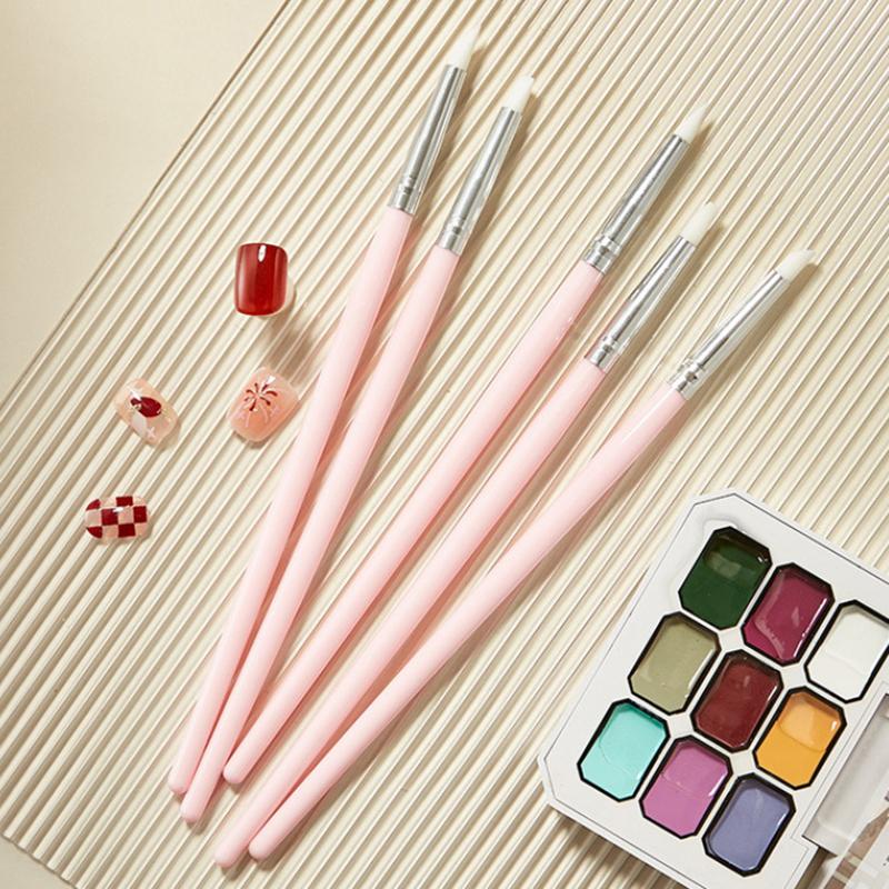 5 Stück/Set Silikon Nail Art Stift Pinsel UV Gel Politur Spitze 3D Bild DIY Punktier Politur Pinsel Skulptur Stift DIY Maniküre Werkzeug