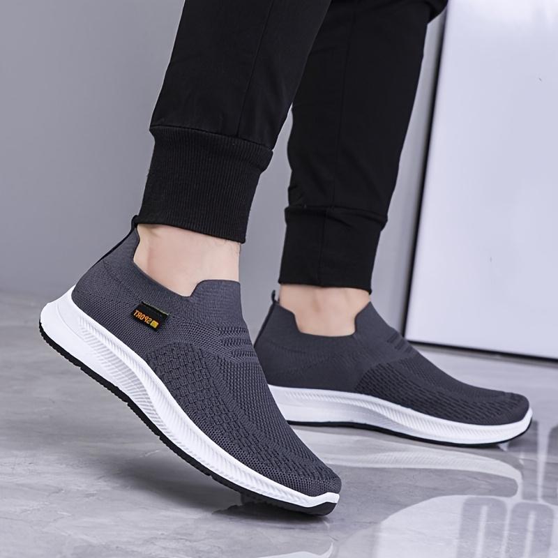 Men's Breathable Comfortable Knit Sneakers Non-Slip Casual Slip-On Shoes for Outdoor Shoes