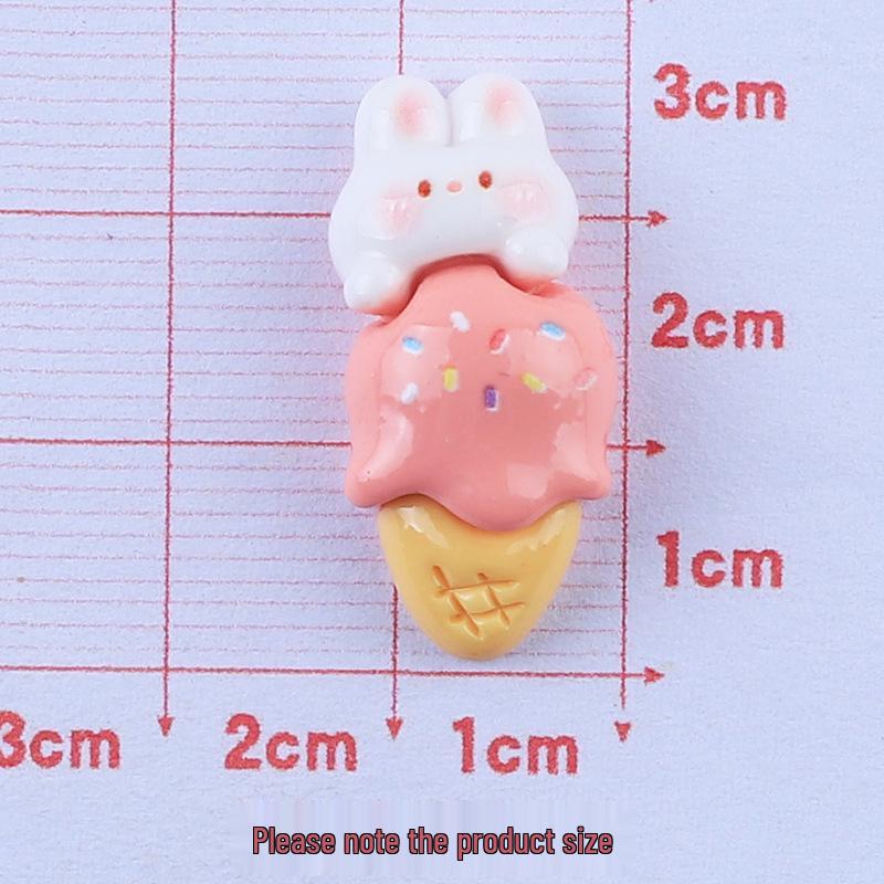 Glossy Ice Cream Rabbit Cute DIY Resin Accessories: Phone Case, Hair Clip, Hair Tie