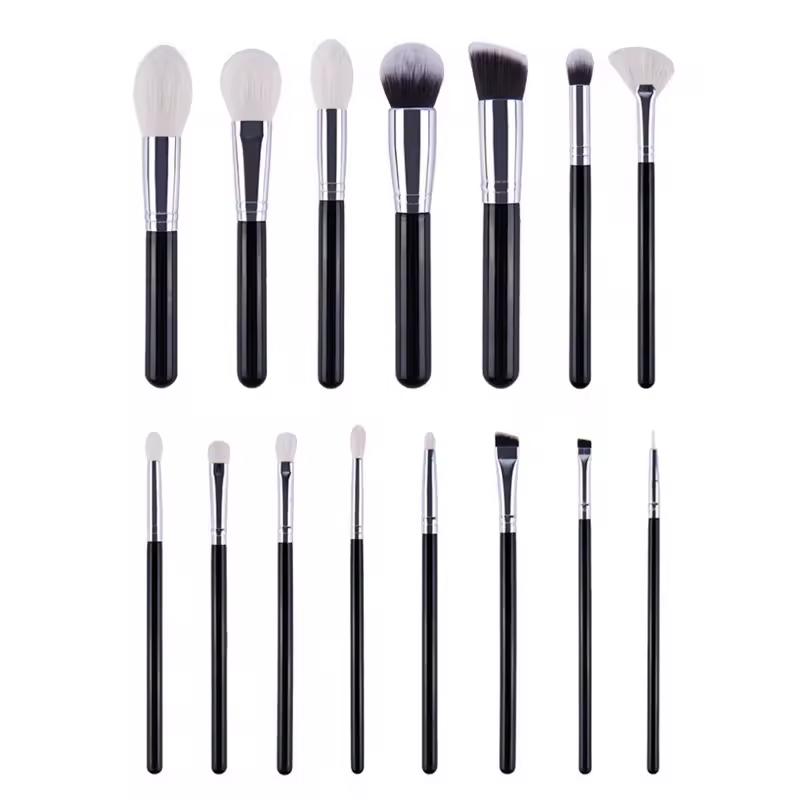 15 Pcs Makeup Brush Set Cosmetic Brushes Makeup Brushes Goat Hair for Eyebrow Eyeshadow Foundation Travel Portable with Pouch