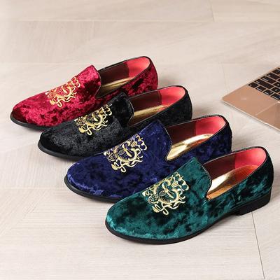 Vår Nye Herre Lær Fritidssko Stor Størrelse Slip-on Broderi Semsket Skinn Flat Skateboard Sko Trend Loafers