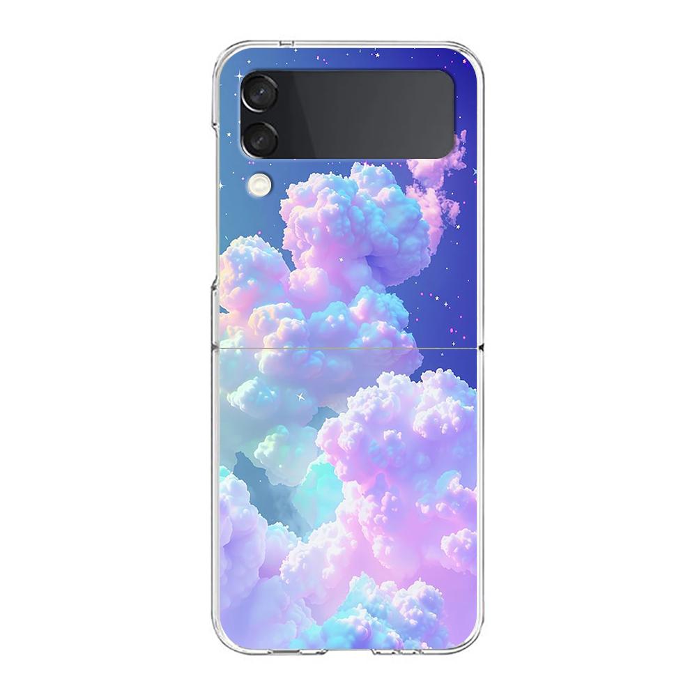 Floating Liquid candy mural Phone Case For Samsung Galaxy Z Flip 3 4 5 Hard Folding Clear PC For Samsung Z Flip 6 Back Cover