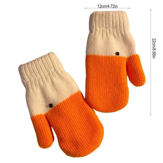Yousheng 2 Pairs Cartoon Goose Knitted Mittens Autumn Winter Women Couple Fingerless Gloves Outdoor Cold Weather Windproof Warm Thick Thermal Gloves