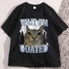 Warte, ICH bin Goated Katze Alberne Katze Meme T-Shirt Herren Damen Baumwolle Kurzarm T-Shirt Rundhals Locker Basic Katzenliebhaber T-Shirt Oberteile