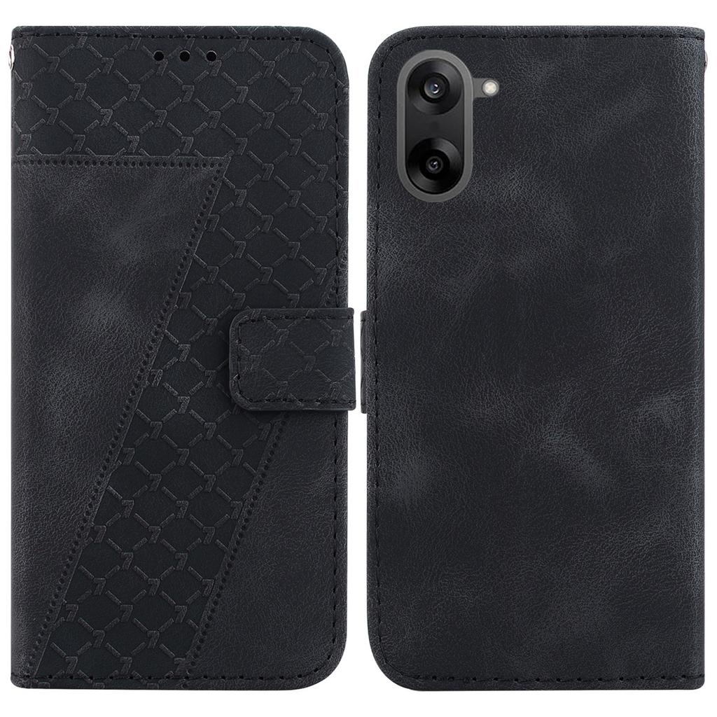 For OnePlus Nord CE5 5G Stand Case 7-Shaped Pattern Imprint Leather Phone Cover with Strap