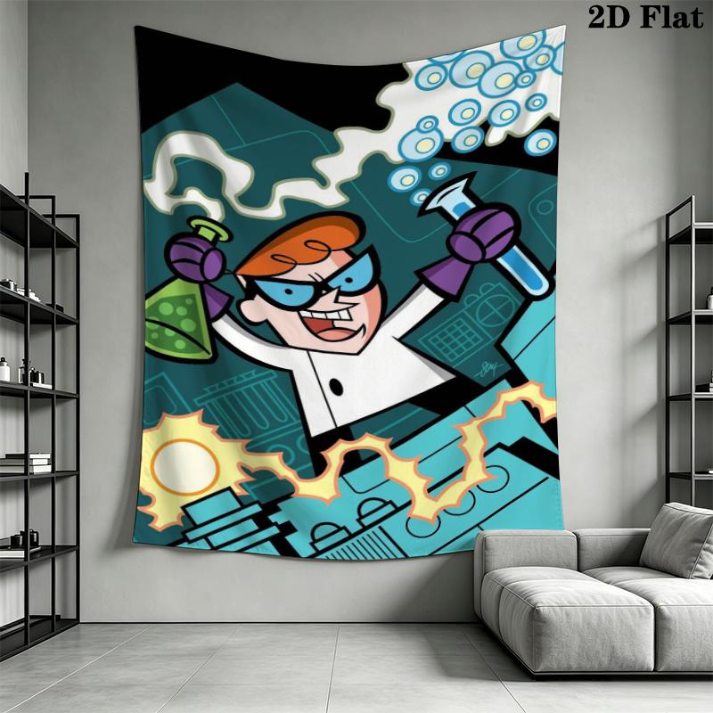 Dexter's Laboratory Wall Tapestry Aesthetic Wall Hanging Printed Fabric Blanket Decorative Tapestries for Bedroom Living Room Home Decor