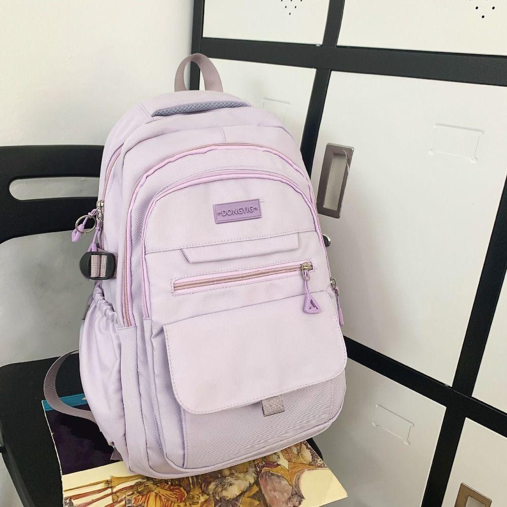 Korean Simple School Bags Large Capacity Nylon College Student Backpack Waterproof Multi-layer Girl's Backpack College