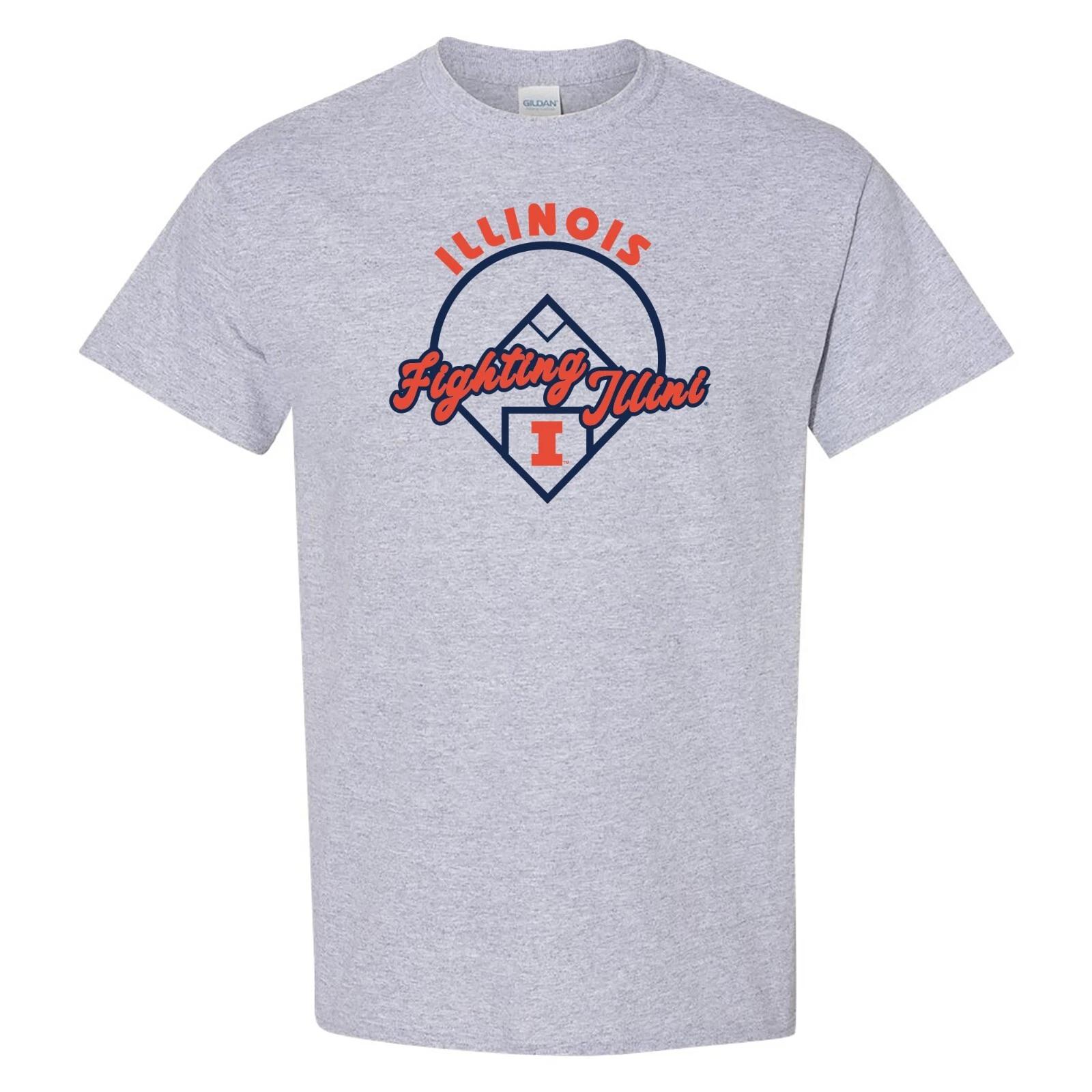 Illinois Fighting Illini Baseball Field - NCAA University T-Shirt - Sport Grey S