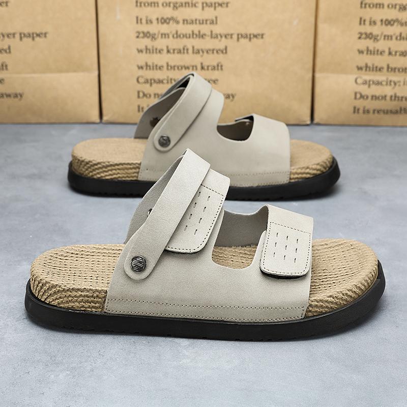 

Fashion Fashionable Thick Soled Comfortable Men s Slippers Beach Vacation Casual Sandals Outdoor Non Slip Soft Leather Dual-use Slippers 44