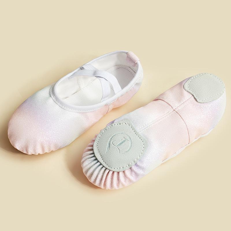 Girls  Shiny Rainbow Soft Sole Cat Paw Ballet & Gymnastics Dance Shoes 30