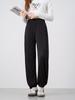 Women's Summer Ice Silk Pleated Wide-Leg Joggers: Slimming, Versatile & Loose-Fit Nine-Point Pants