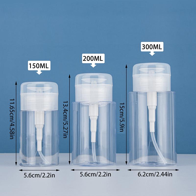 100/150/200ml Portable Travel Refillable Bottle Empty Plastic Nail Polish Remover Alcohol Liquid Press Pumping Dispenser Bottle