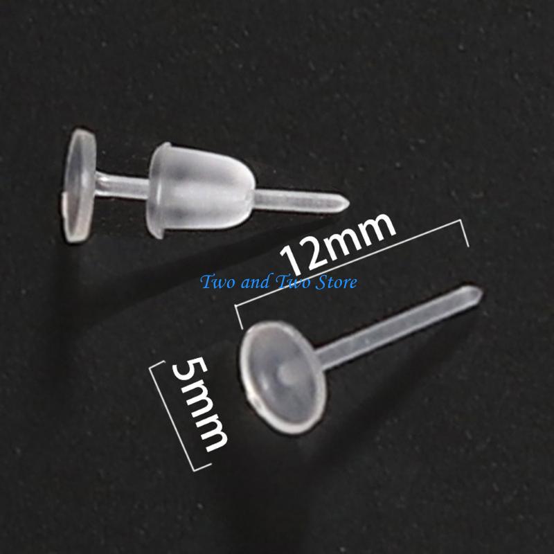 HX6F Creative 100 Set Clear Earrings Ear Studs Piercing Retainers for Women Men