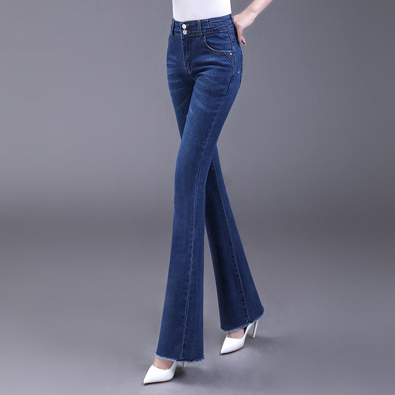 2025 Women's High-Waisted Slimming Flared Jeans - Stylish Spring/Autumn Casual Trousers