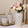 electroplated ceramic vase decor Luxury General storage tank tall universal jar Living room dining table home decor ornaments