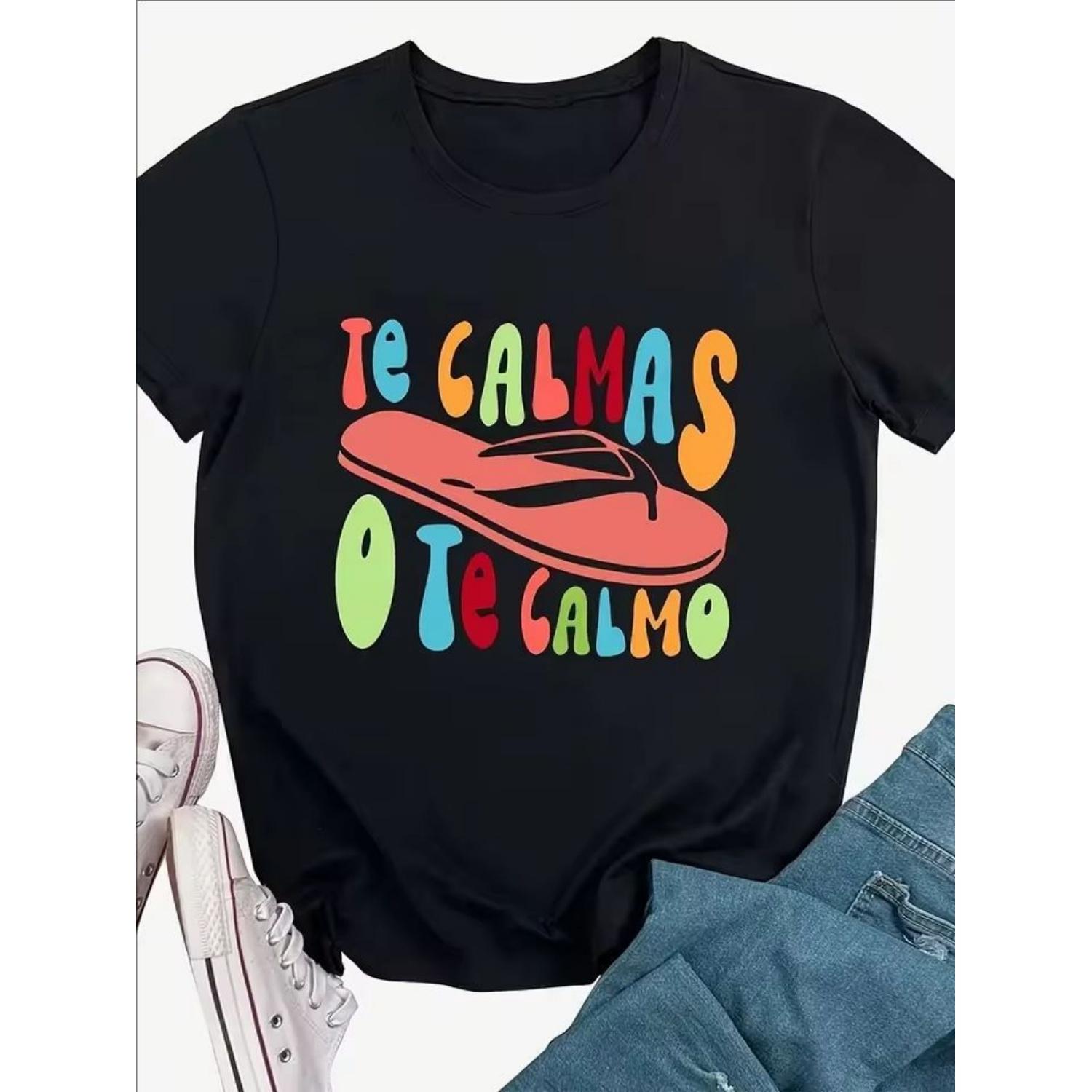 

Flip Flop Print Crew Neck T-Shirt Casual Short Sleeve Top Summer Women s Clothing Funny Tee Shirt Tops S чёрный