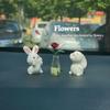 Cute Car Interior Decoration 2Pcs Rabbit Flower Vase Ornament Non-slip Center Console Decor for Drivers