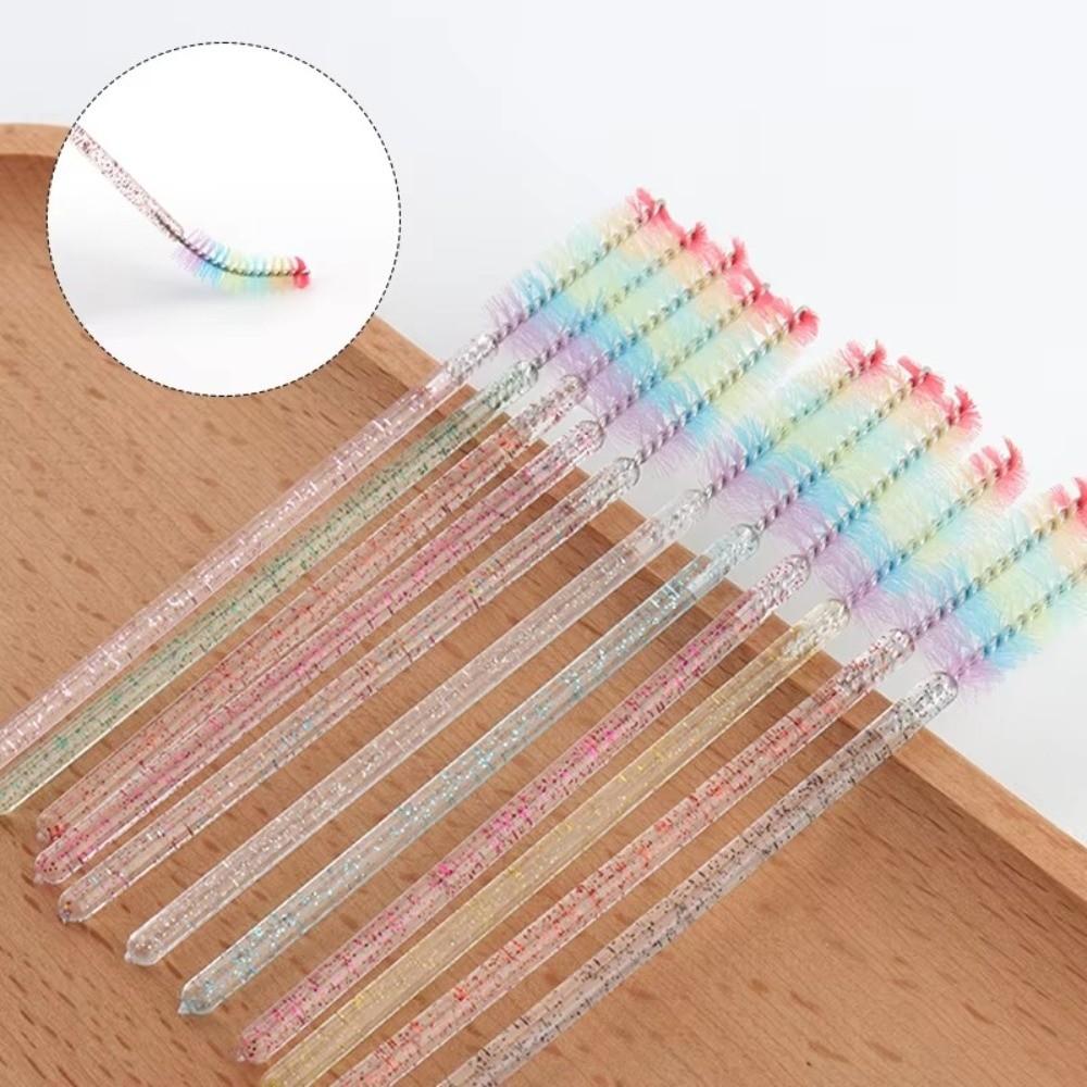 50Pcs Crystal Eyelash Brush Microbrush Cosmetics Tool Eyelash Brushes Rainbow Color Eyelashes Extension Spoolie