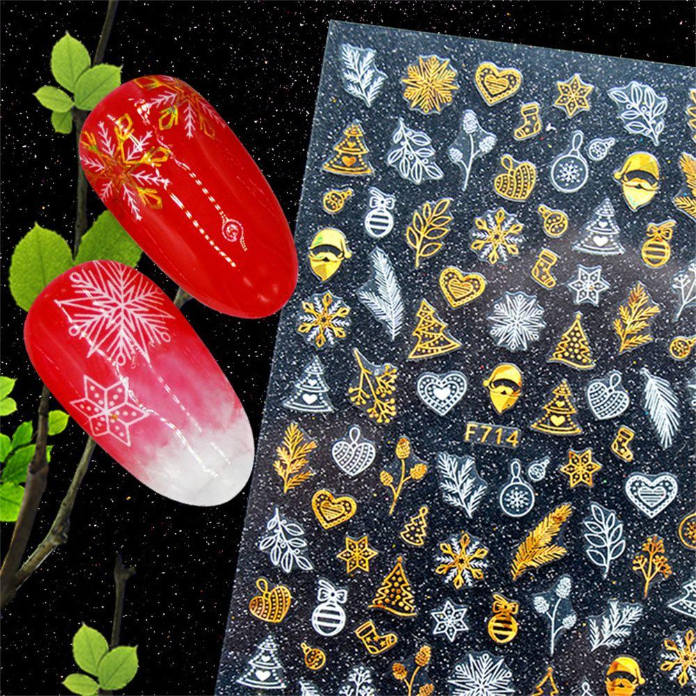 Manicure Sliders Christmas Nail Stickers Snowflake Nail Sticker Laser Stickers DIY Nail Decals