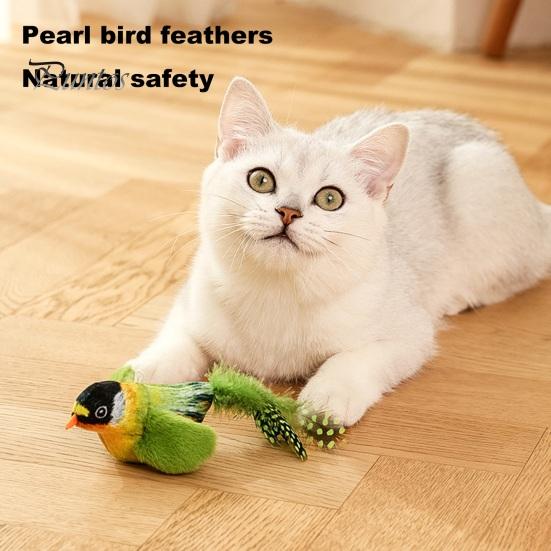 Chirping Bird Cat Toy Interactive Flapping Wings Plush Long-Lasting Battery Operated Stimulate Animal Kitten for Indoor Cats Safe And Durable