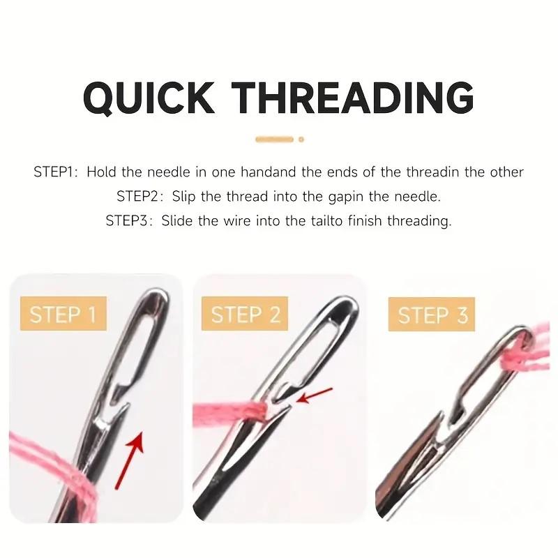 Set de ace de cusut manual pentru bricolaj, 12 buc. Cutie din lemn Suport pentru ace de cusut Tub de depozitare din piele, pentru tricotat, broderie, recipient pentru ace de reparare