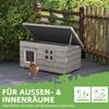 Wooden Outdoor Cat House, Elevated Cat Shelter Kennel, Pet Play House with Openable Top, Asphalt Roof, Window, Grey